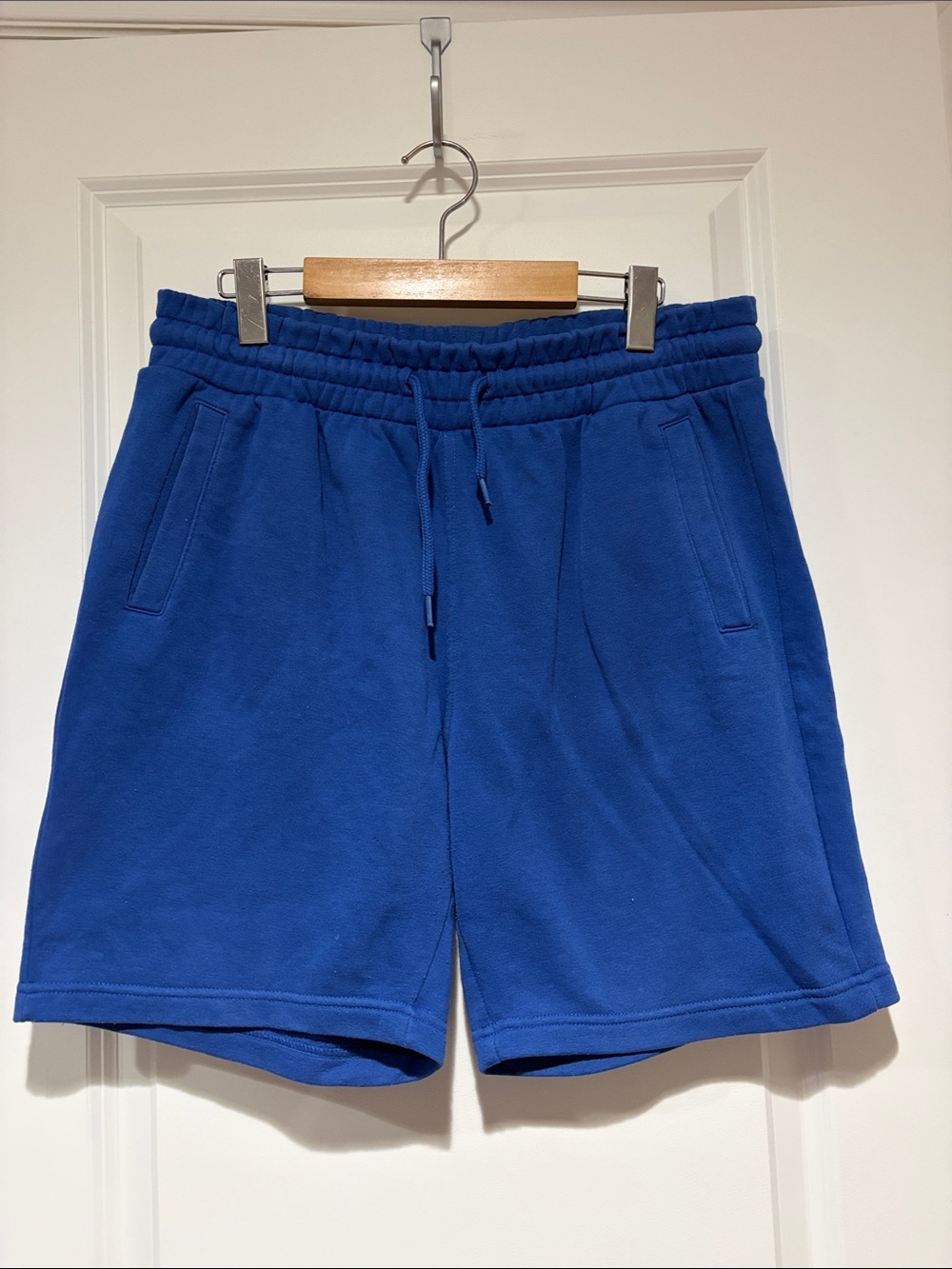 H&M Mens Royal Blue Fleece Drawstring Athletic Shorts